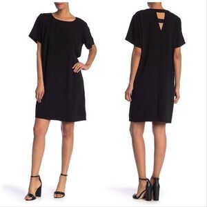 Bobeau Cutout Ladder Back Crepe Shift Tee-Dress